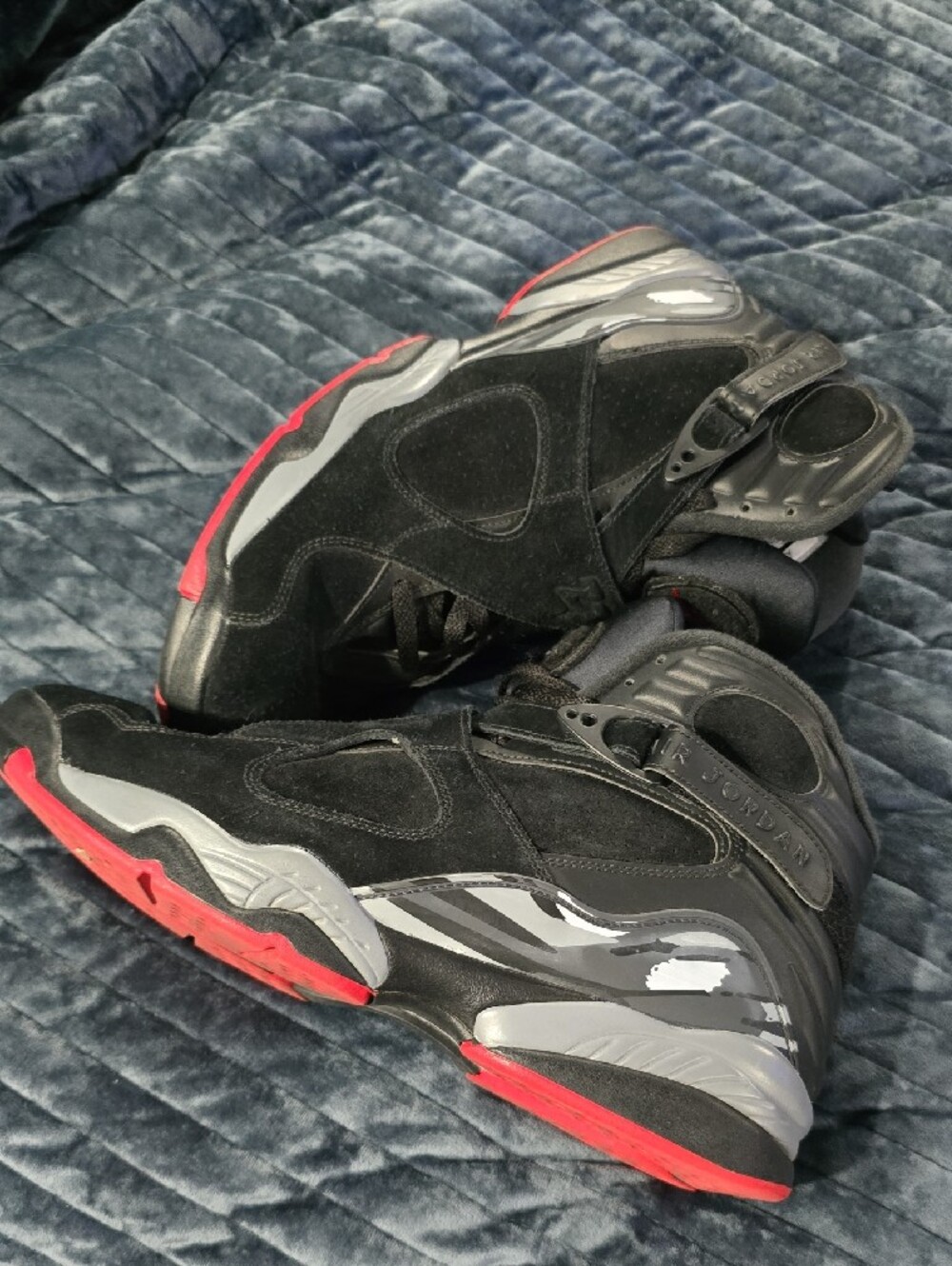 Nike Black and Red Jordan 8 High-Top Sneakers - Picture 2 of 9